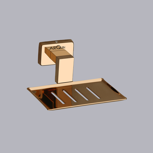 Arquin Stainless Steel Rose Gold Soap Dish Holder for Bathroom (12.4X12.3X5.4 CM)